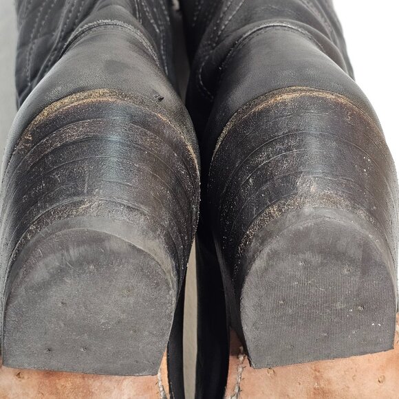 Stewart Boot Co 1977 VTG Hand Made Black Cowhide Leather Cowboy Boots Mens 8.5EE - Picture 11 of 14